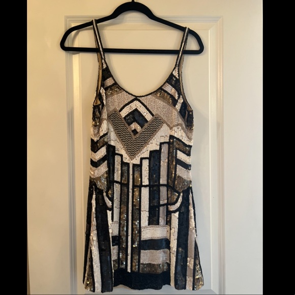 Sequence Dress - Black/White/Gold - Picture 1 of 2